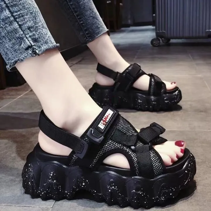 Amozae-  6CM Gladiator Platform Women's Sandals 2024 Summer Fashion Women Chunky Beach Sandal Denim Comfortable Sandalias Mujer