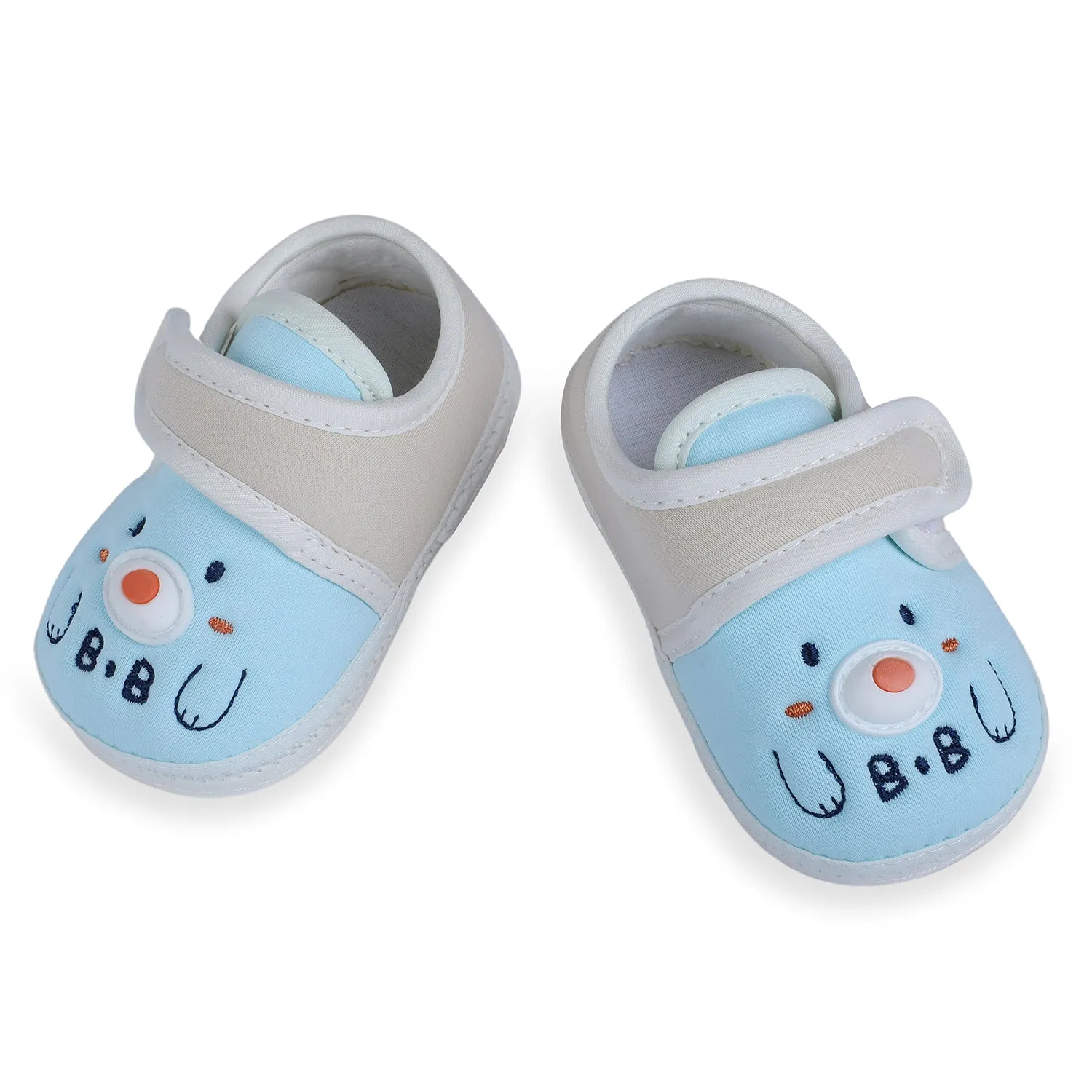 Baby Moo Smiling Bear Soft Sole Anti-Slip Booties - Blue