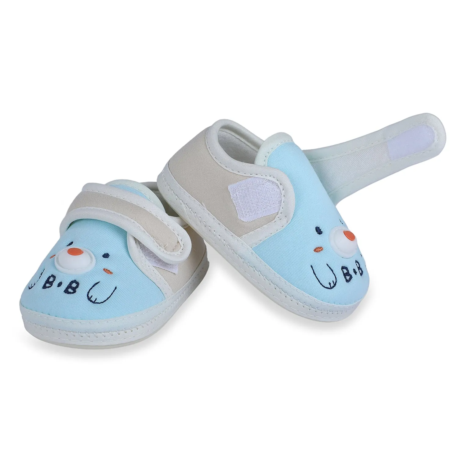 Baby Moo Smiling Bear Soft Sole Anti-Slip Booties - Blue