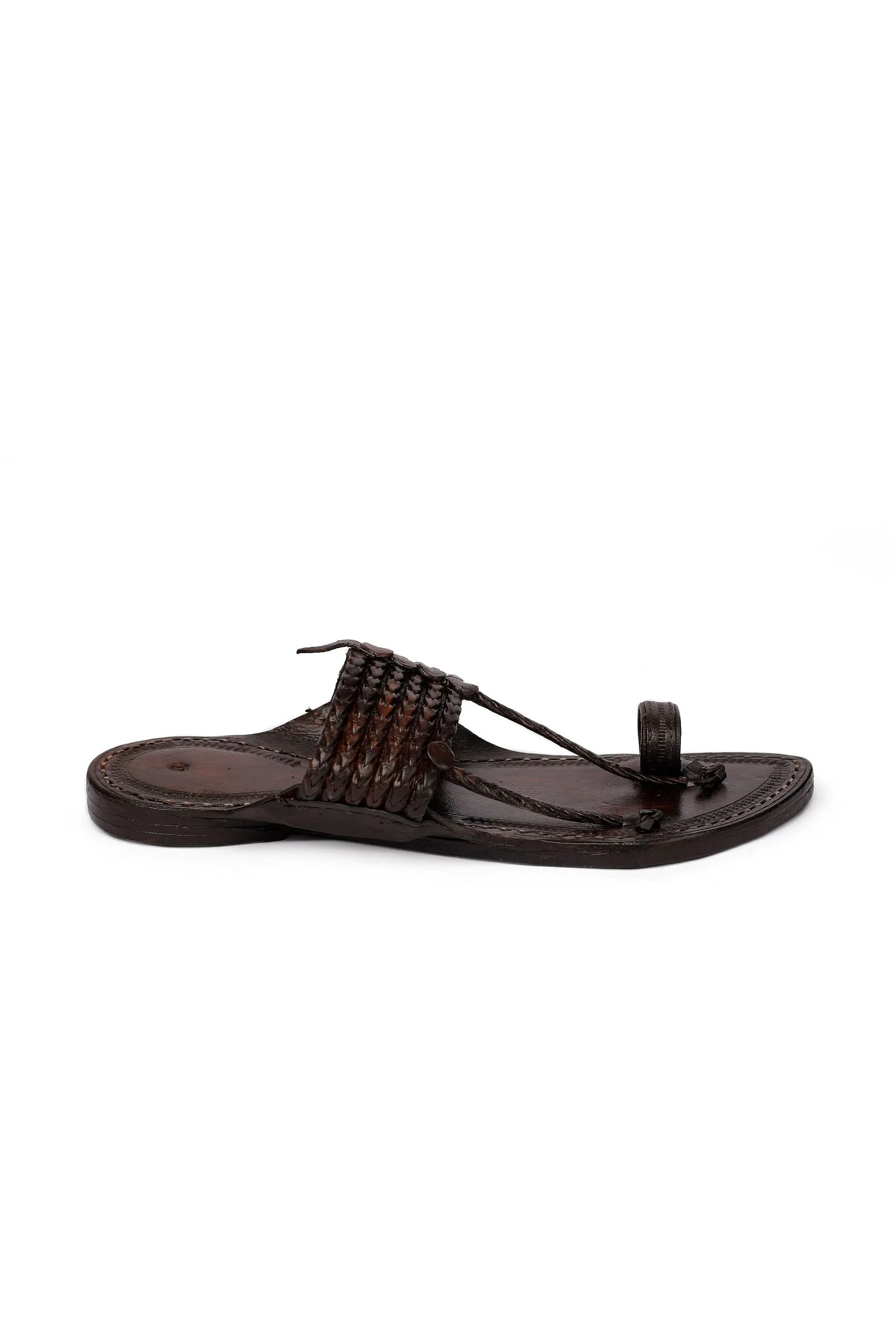 Burgundy Brown  Pure Leather Kolhapuri Sandals