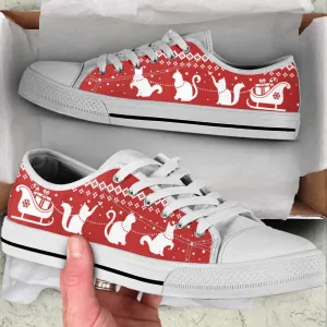 Cat Lover Shoes Christmas Reindeer Gift Car Low Top Shoes Canvas Shoes, Cat Canvas Shoes