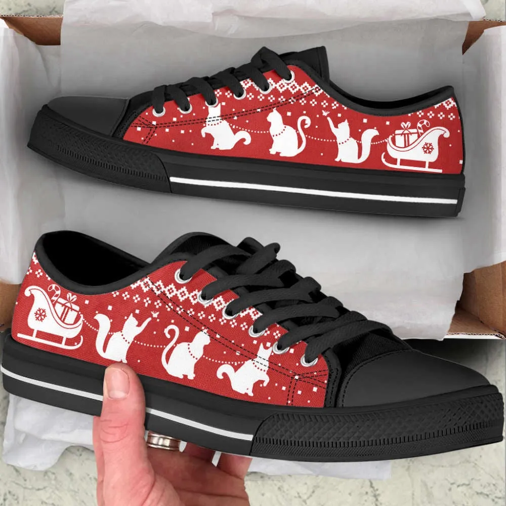 Cat Lover Shoes Christmas Reindeer Gift Car Low Top Shoes Canvas Shoes, Cat Canvas Shoes