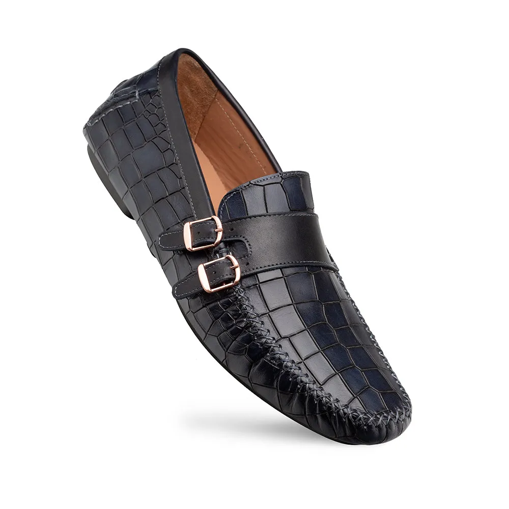 Croc-Embossed Driving Moccasin