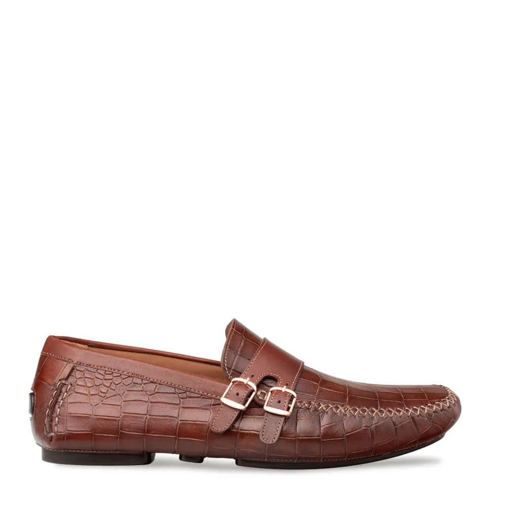 Croc-Embossed Driving Moccasin