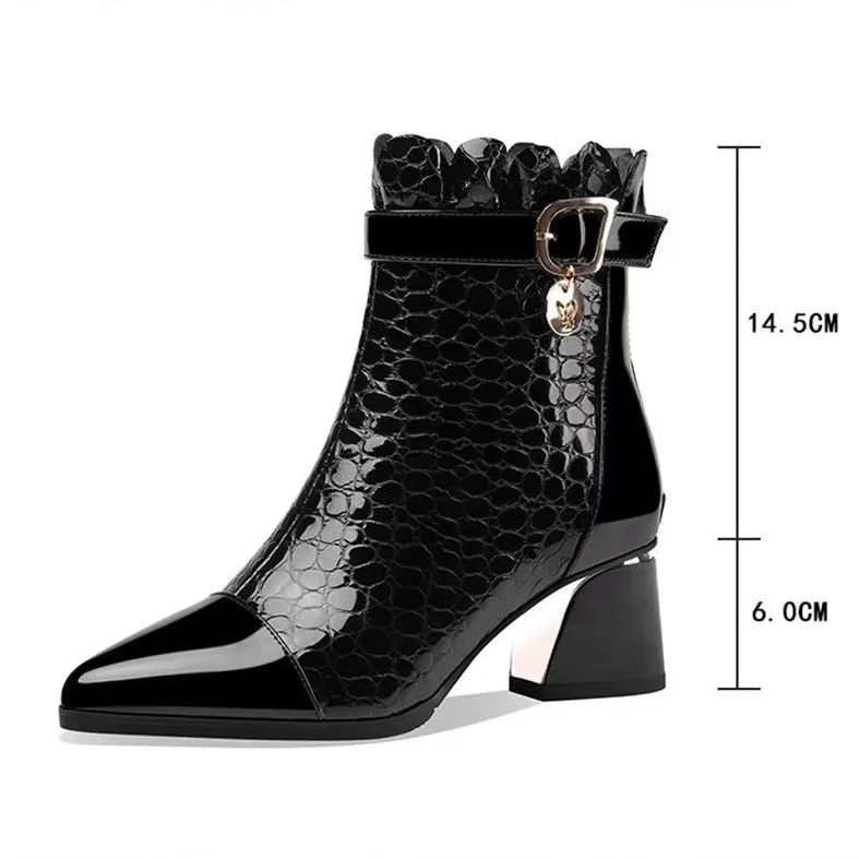 CrocLux Exquisite Pointed Toe High Heeled Boots