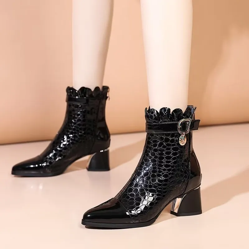 CrocLux Exquisite Pointed Toe High Heeled Boots