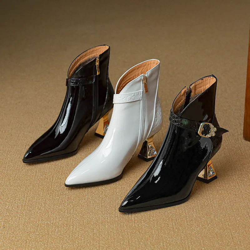 CrocLuxe Pointed Toe Leather Ankle Boots