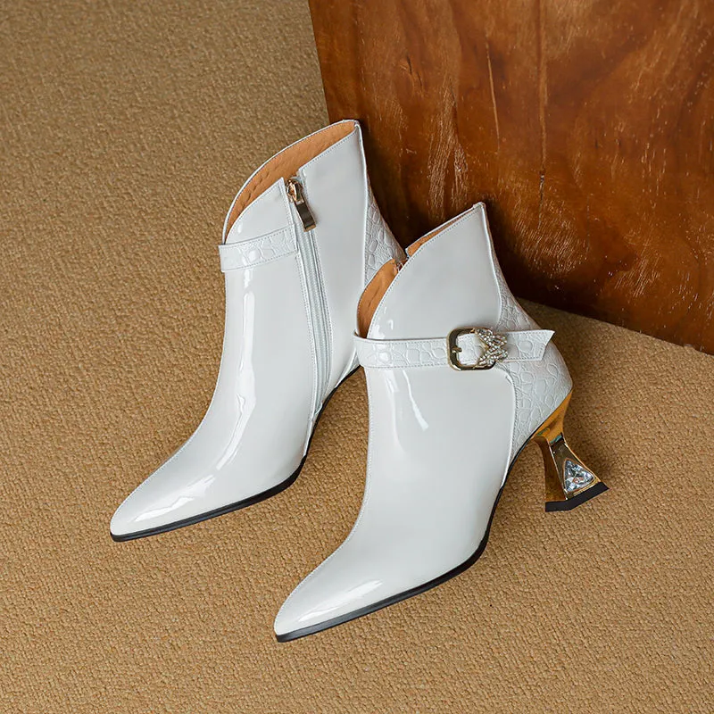 CrocLuxe Pointed Toe Leather Ankle Boots