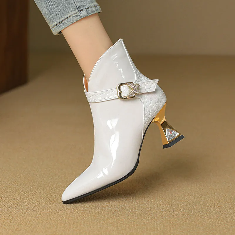 CrocLuxe Pointed Toe Leather Ankle Boots