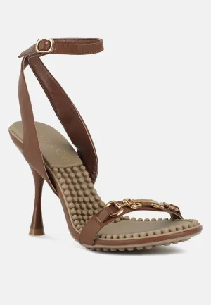 DAENERYS Mocca Horsebit Embellished Sandals