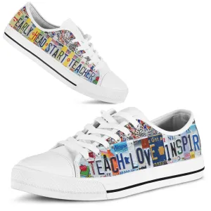 Early Head Start Teacher Inspire License Plates Low Top Shoes, Teacher Shoes, Low Top Sneakers