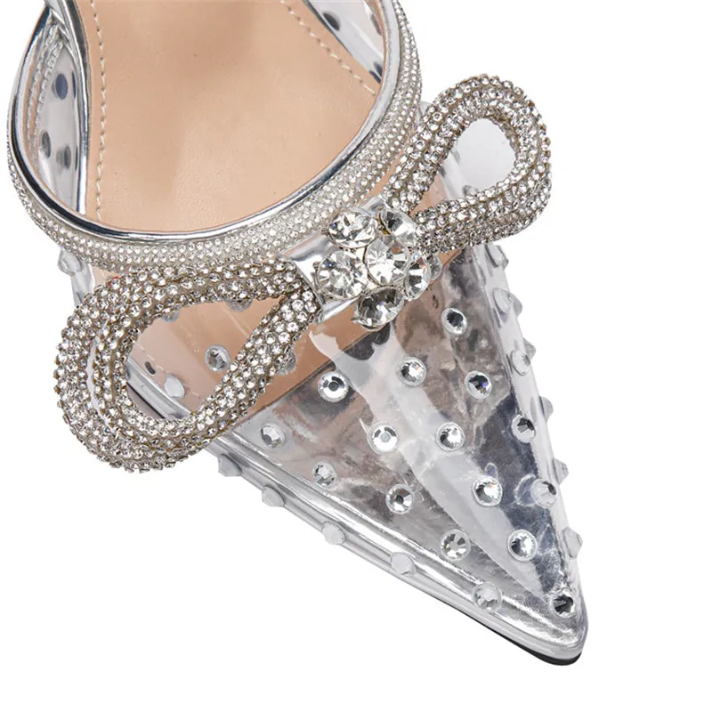 Elegant Rhinestone Pointed Toe High Heel Sandals