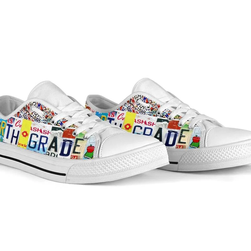 Fourth Grade Inspire License Plates Low Top Shoes, Teacher Shoes, Low Top Sneakers