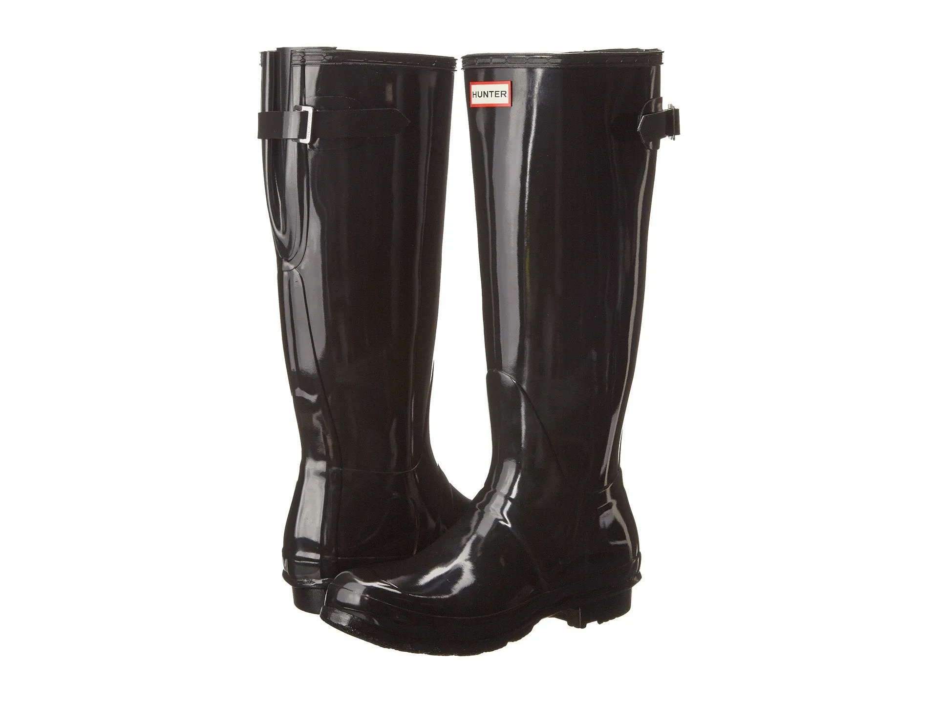 Hunter Original Back Adjustable Gloss Rain Boots, black