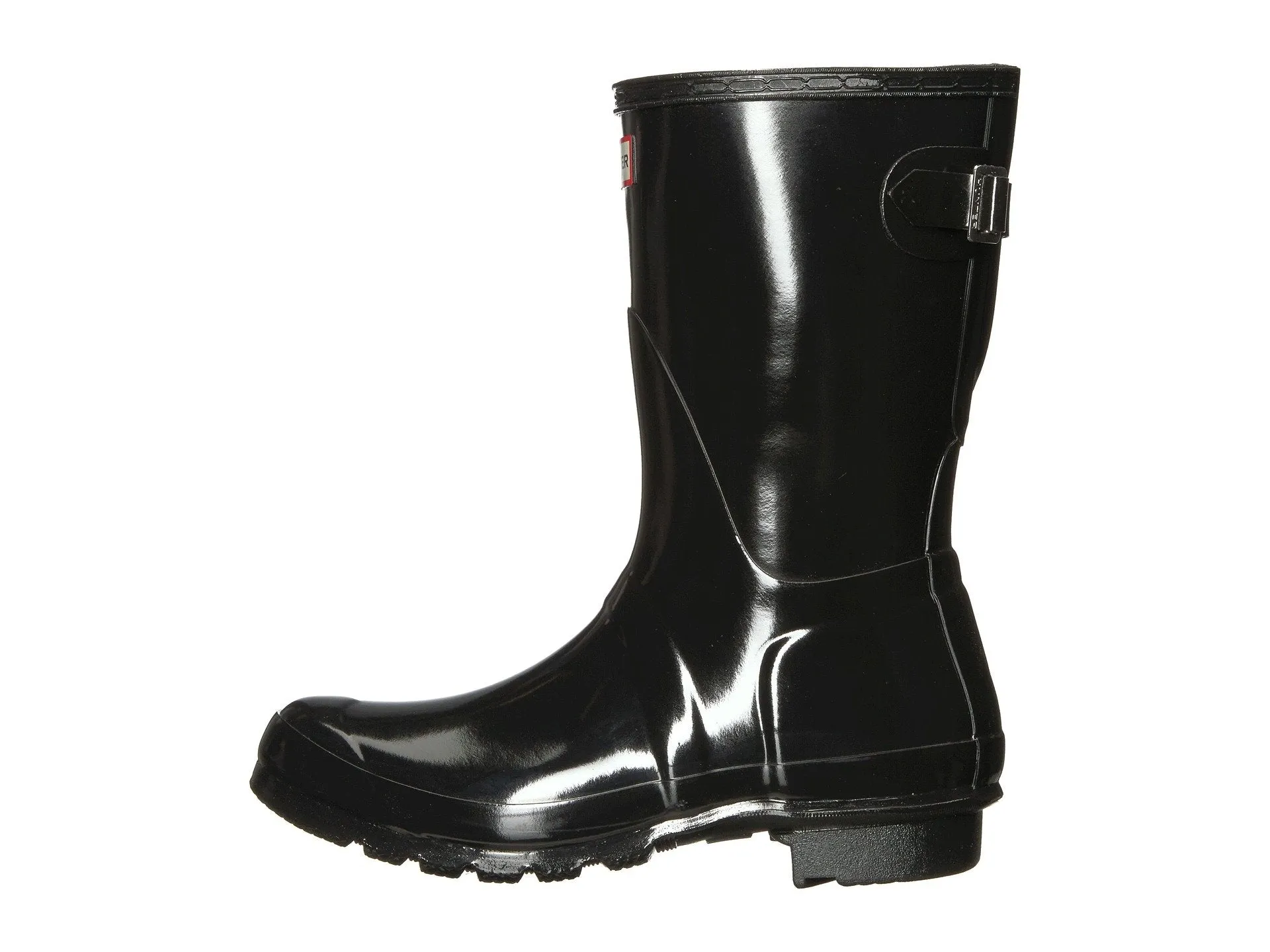 Hunter Original Back Adjustable Short Gloss Rain Boots, black