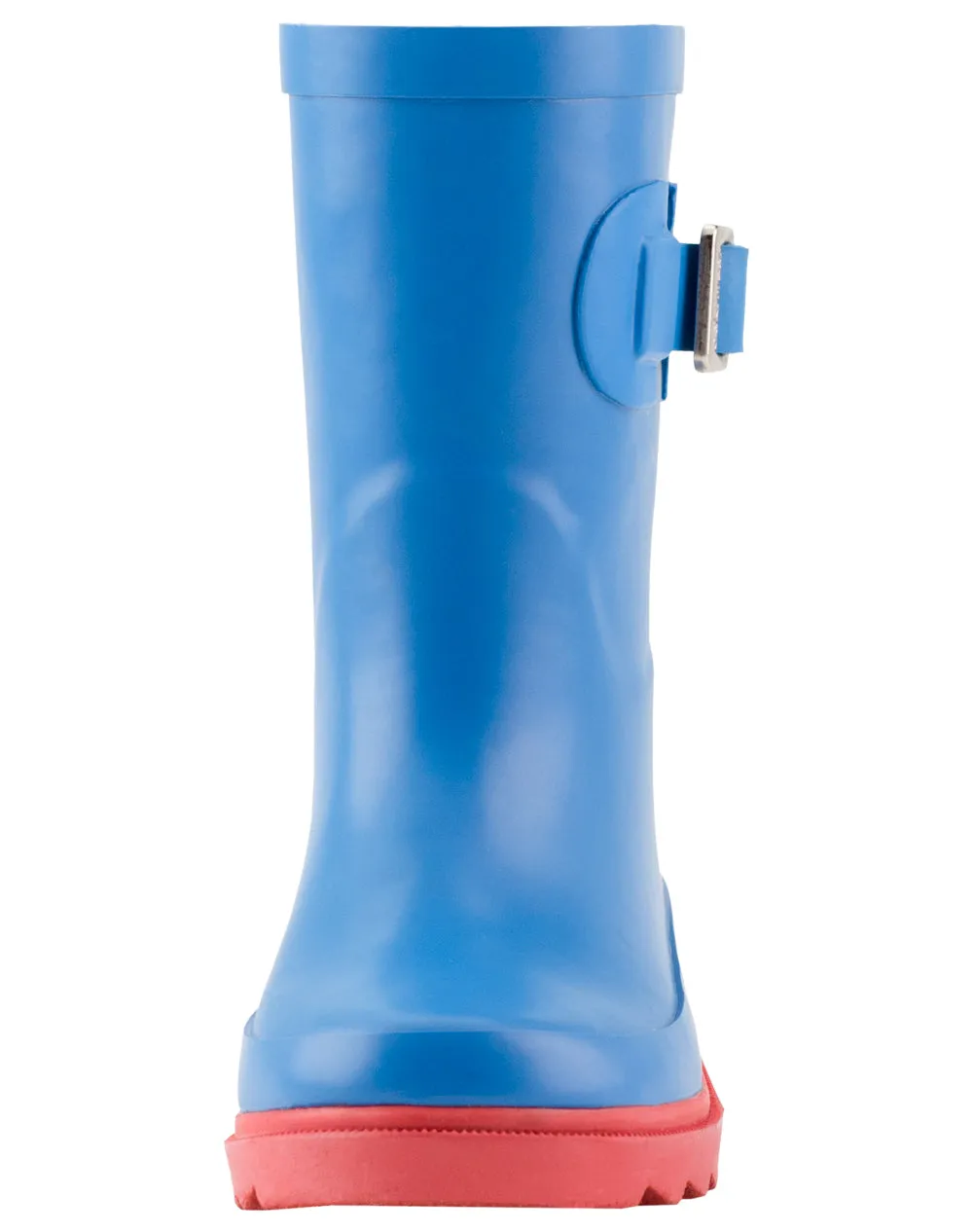 KID’S BUCKLE RUBBER RAIN BOOTS BRIGHT BLUE & RED