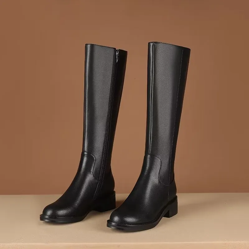 LeatherLux Chic Knee-High Boots