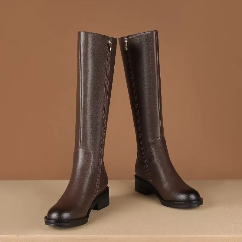 LeatherLux Chic Knee-High Boots