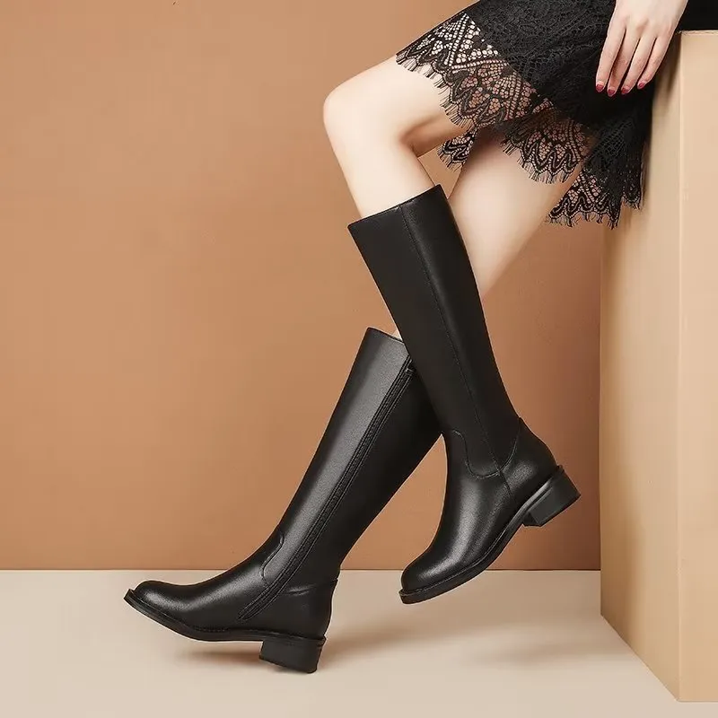 LeatherLux Chic Knee-High Boots