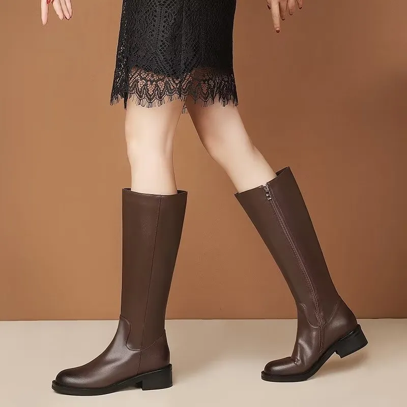 LeatherLux Chic Knee-High Boots