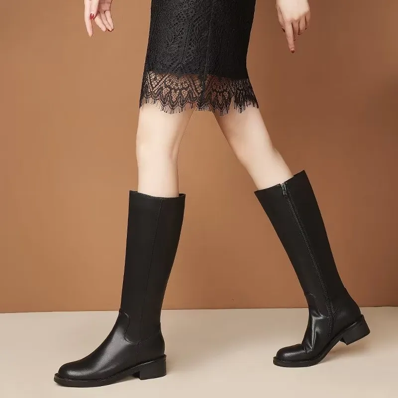 LeatherLux Chic Knee-High Boots