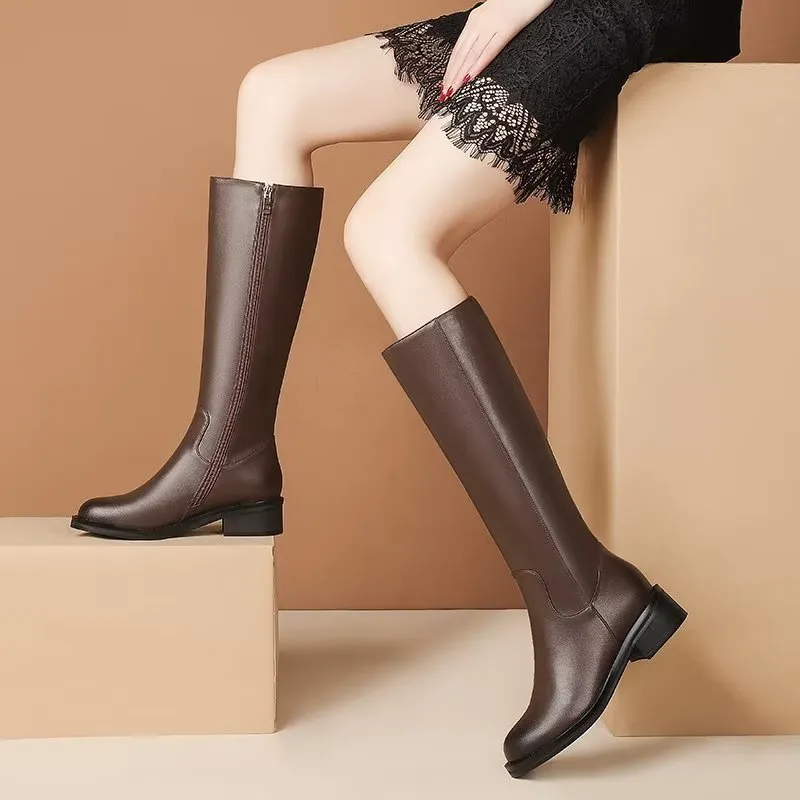 LeatherLux Chic Knee-High Boots