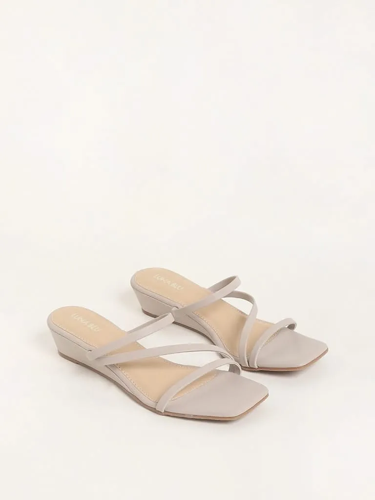 LUNA BLU Ivory Wedge-Heeled Sandals