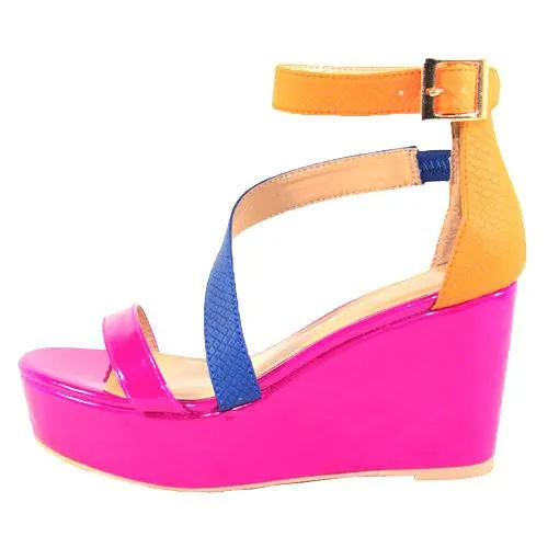 Magenta Wedge Sandals