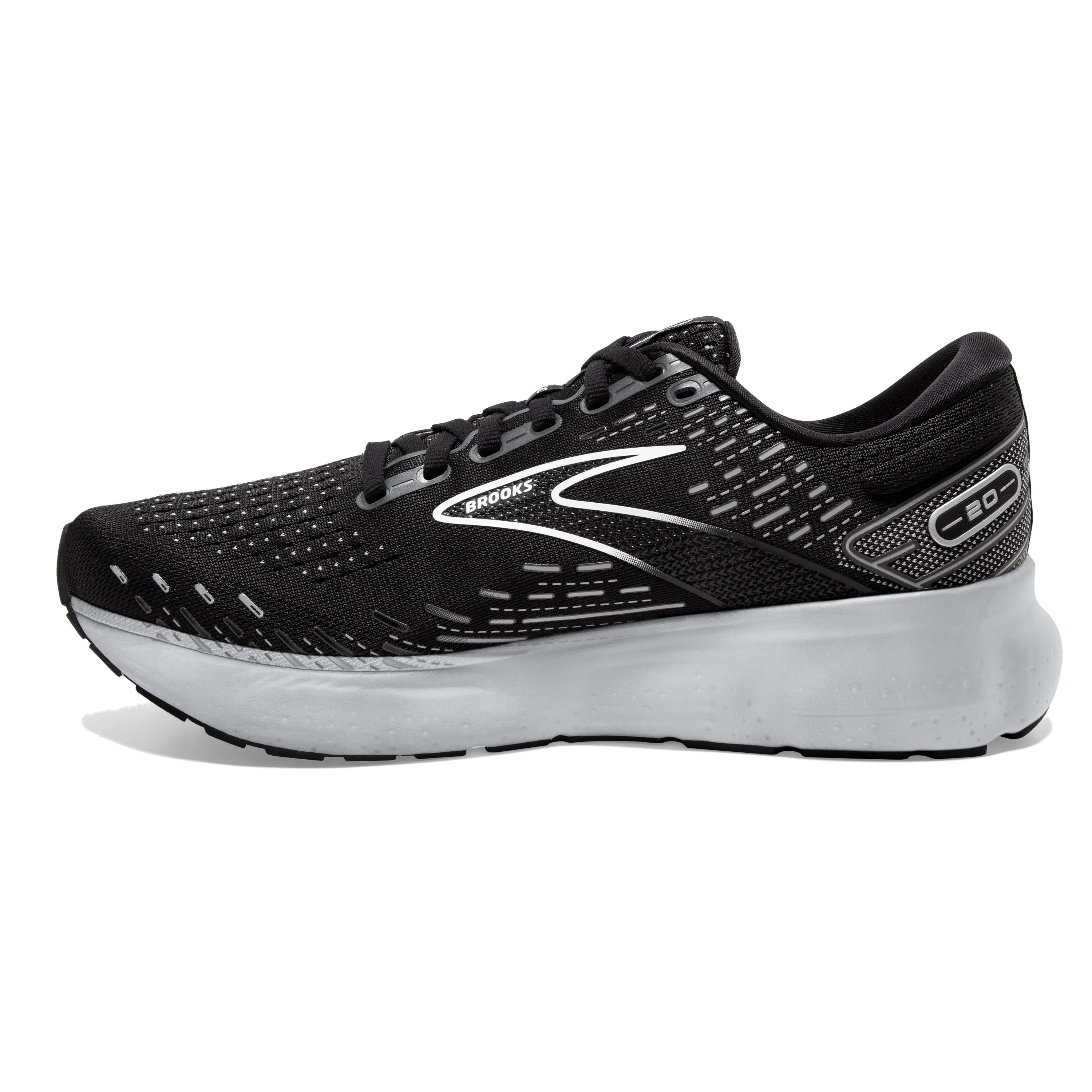 Men's Brooks Glycerin 20 Color: Black/White/ Alloy