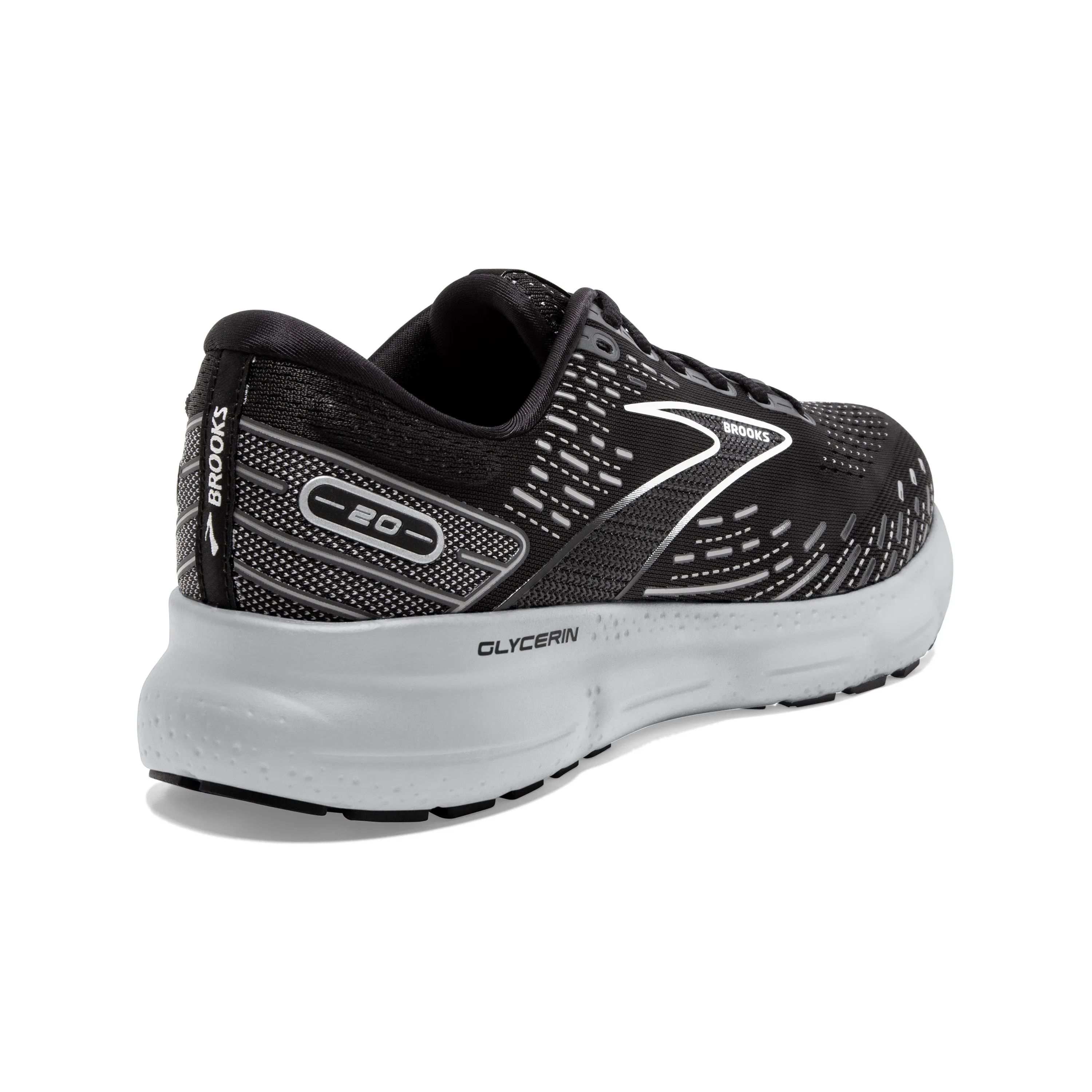 Men's Brooks Glycerin 20 Color: Black/White/ Alloy