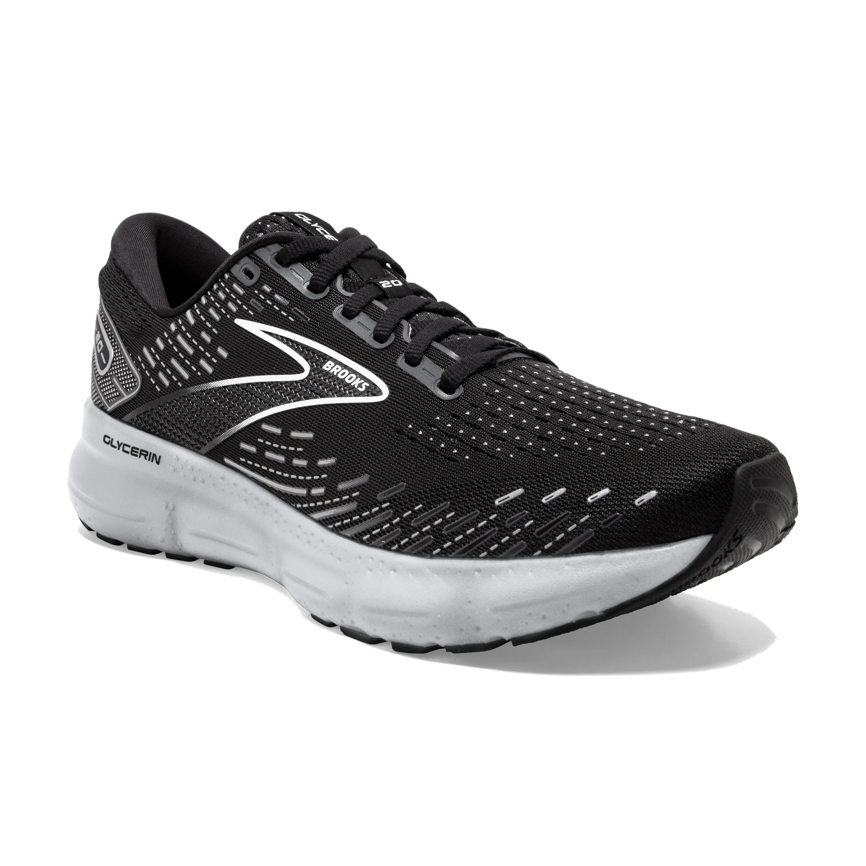 Men's Brooks Glycerin 20 Color: Black/White/ Alloy