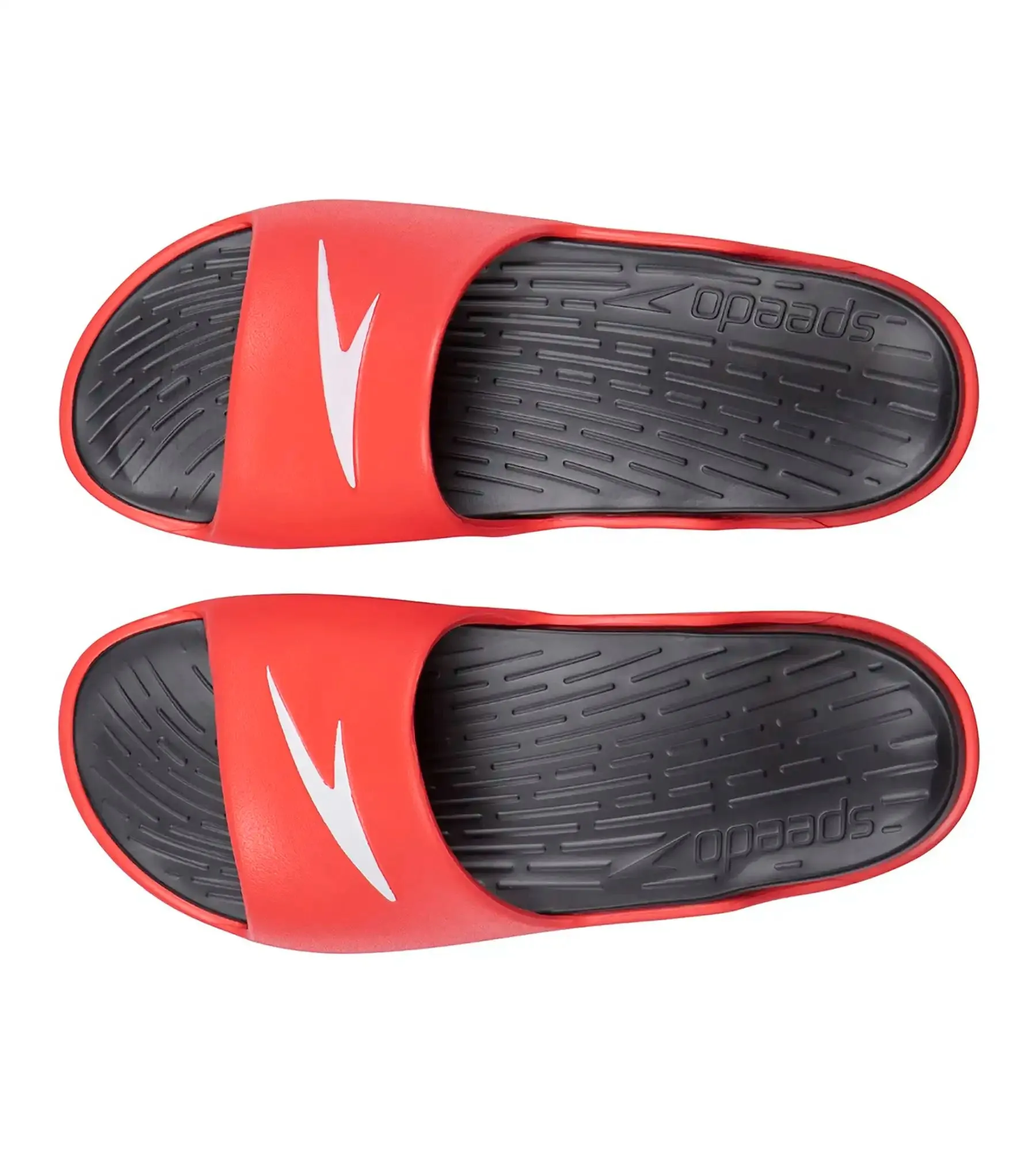 Men's Single Colour Slides - Black & Lava Red