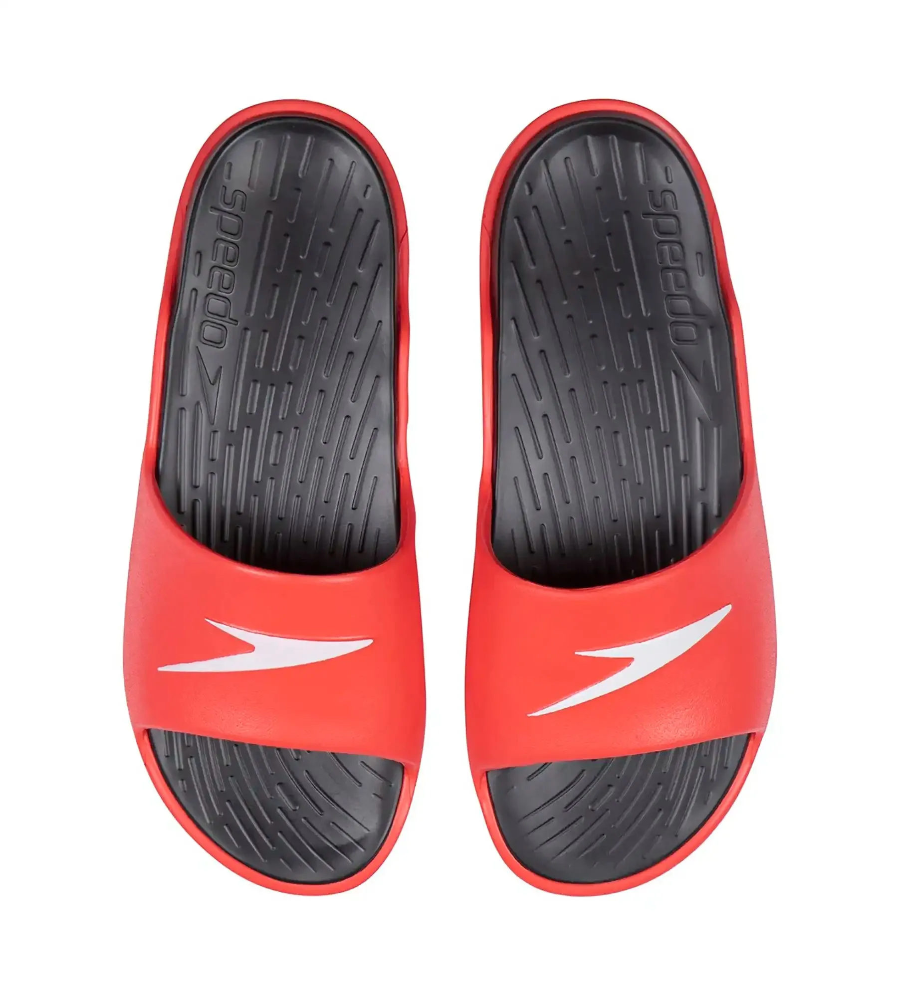 Men's Single Colour Slides - Black & Lava Red