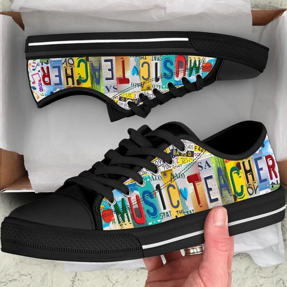 Music Teacher Shoes License Plate Shoes for Mens, Teacher Shoes, Low Top Sneakers