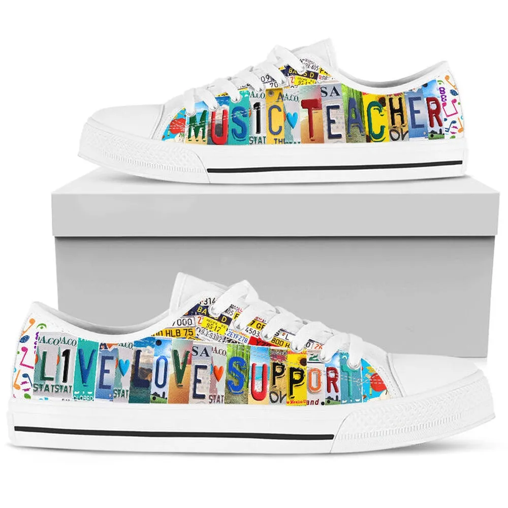 Music Teacher Shoes License Plate Shoes for Mens, Teacher Shoes, Low Top Sneakers