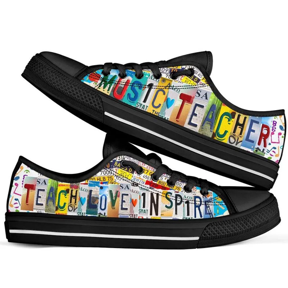 Music Teacher Shoes License Plate Shoes for Mens, Teacher Shoes, Low Top Sneakers