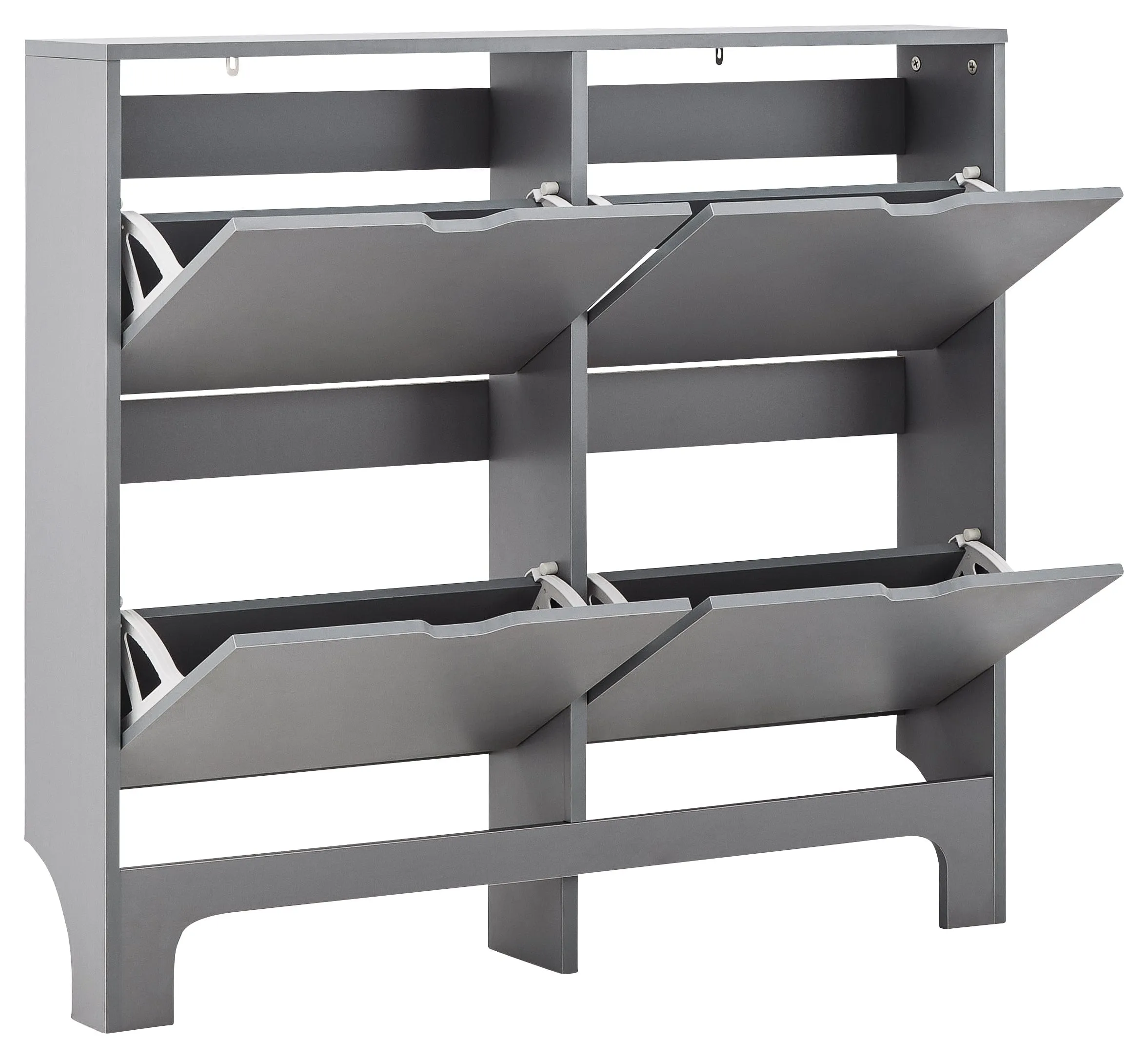 Narrow 4 Drawer Shoe Cabinet Grey