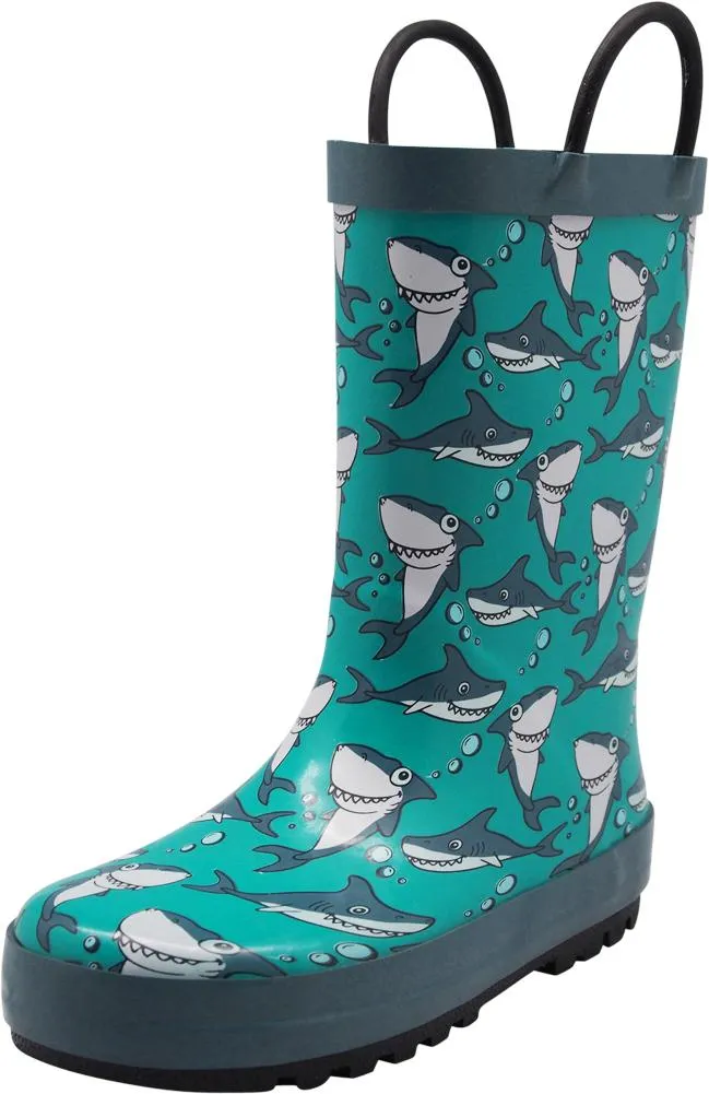 Norty Big Kids Boys Girls Waterproof Rubber Printed Rain Boots - 13 Patterns, 40145