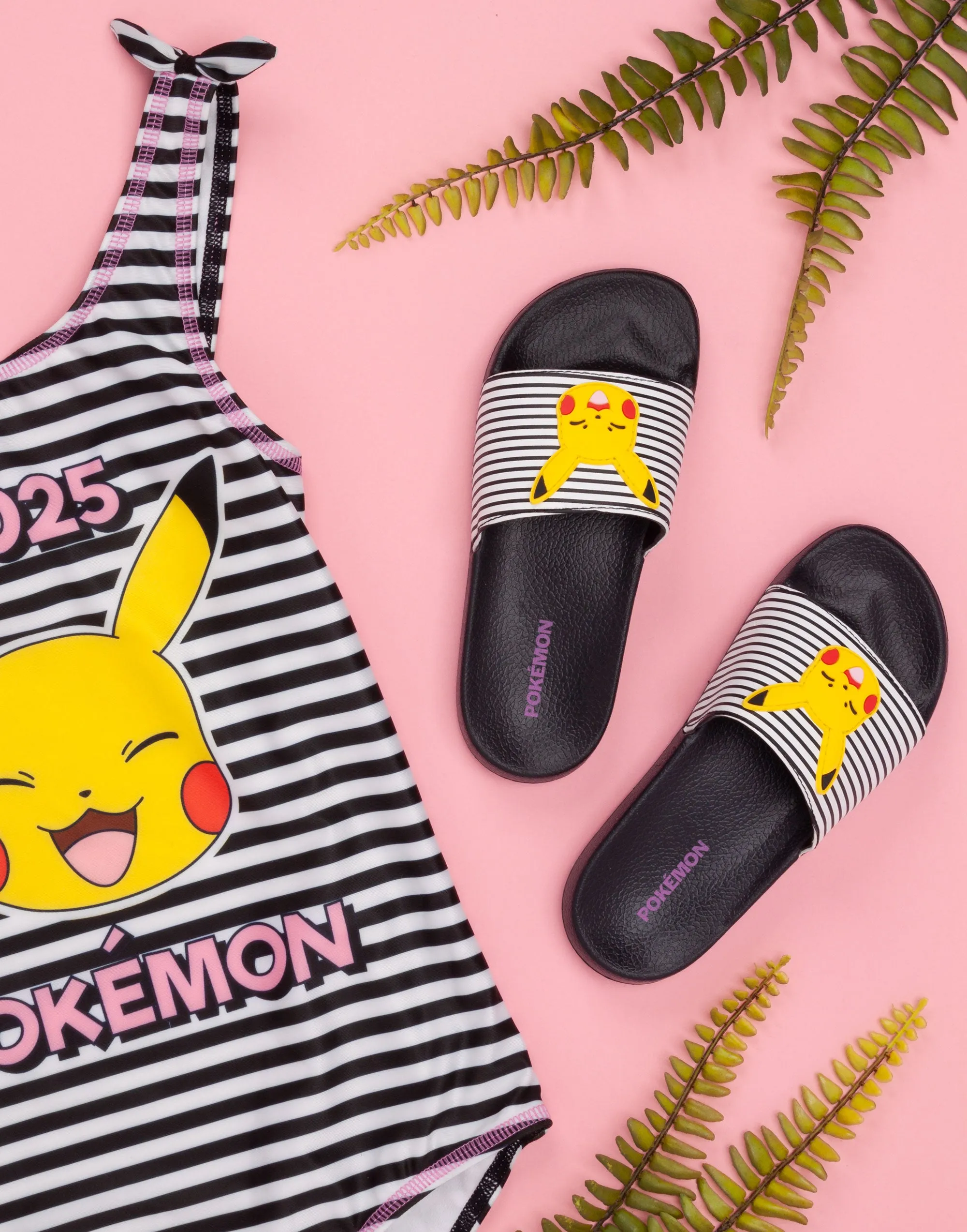 Pokemon Pikachu Girls Sliders Black