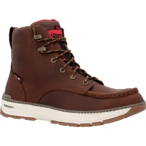 Rocky Mens Rebound Wedge WP CT Tobacco Leather Work Boots