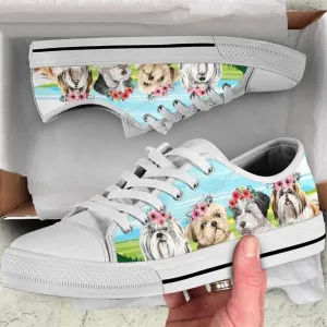 Shih Tzu Low Top Shoes - For Shih Tzu Lovers Canvas Sneaker, Dog Printed Shoes, Canvas Shoes For Men, Women