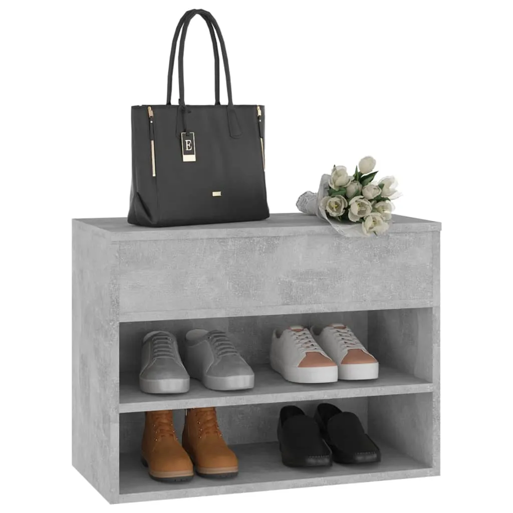 Shoe Bench Concrete Grey 60x30x45 cm Engineered Wood