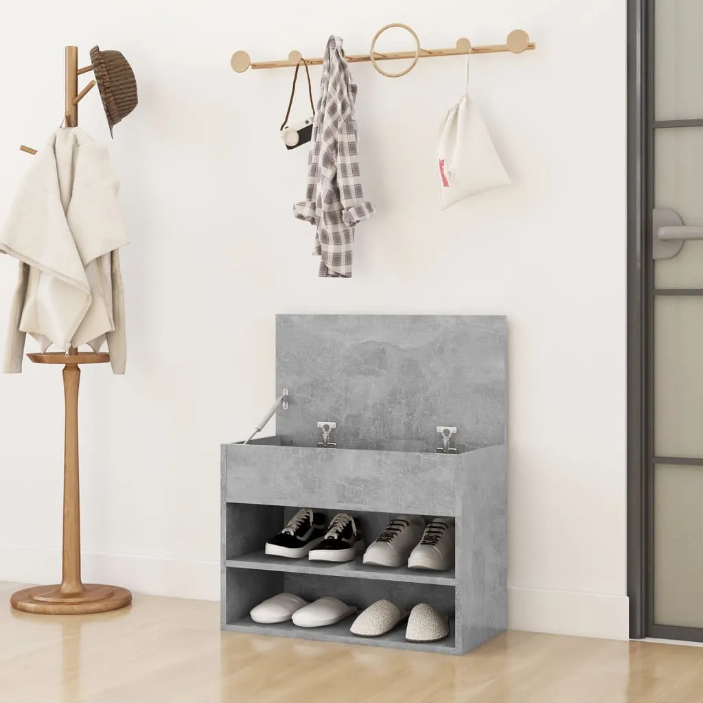 Shoe Bench Concrete Grey 60x30x45 cm Engineered Wood