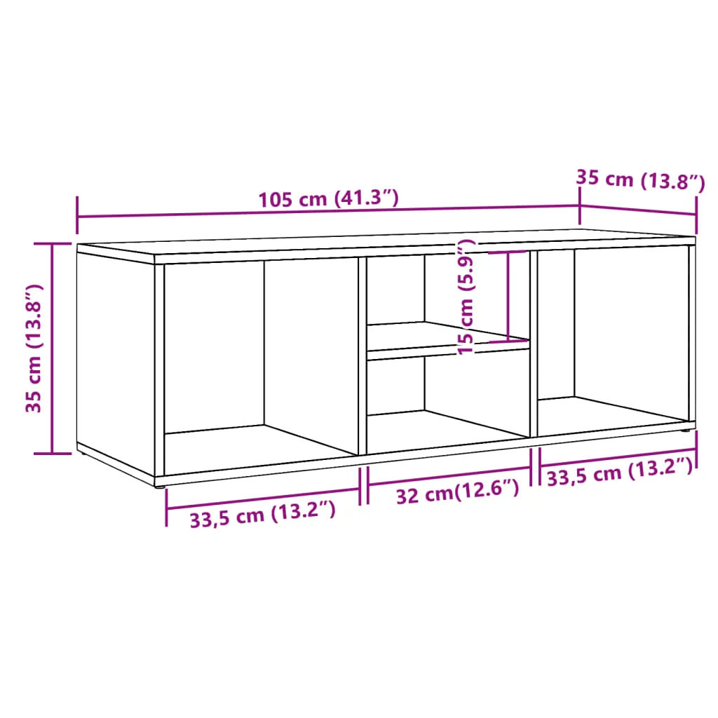 Shoe Storage Bench Artisan Oak 105x35x35 cm Engineered Wood