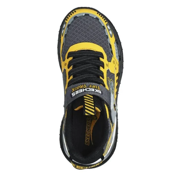 Skechers Kids Skech Tracks Charcoal Yellow Tuff Truck Trainer