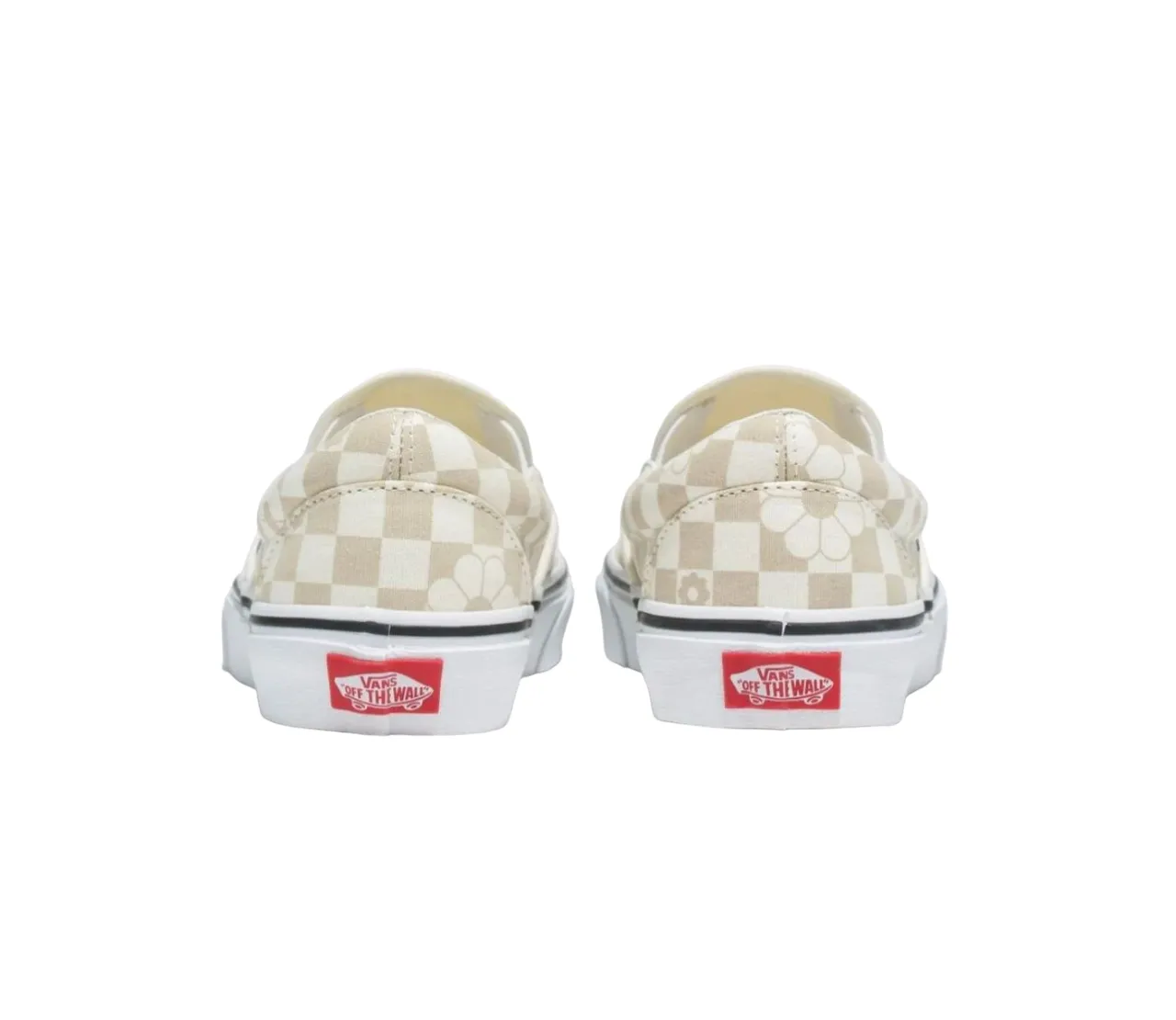 Unisex Vans Classic Slip On Floral Check Marshmallow Shoes