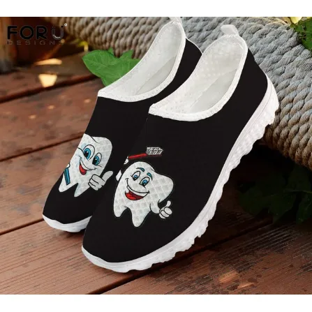 Women 3D Tooth Print Pattern Slip On Shoes