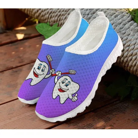 Women 3D Tooth Print Pattern Slip On Shoes