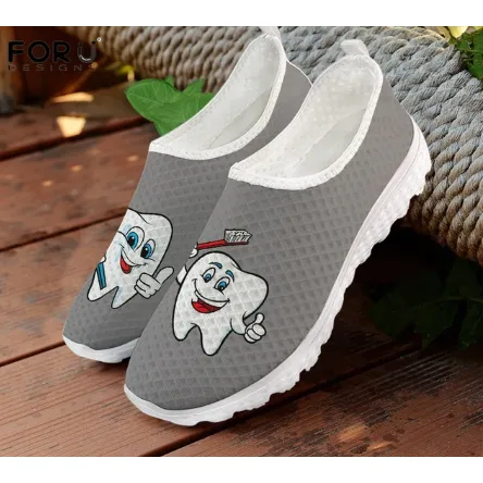 Women 3D Tooth Print Pattern Slip On Shoes