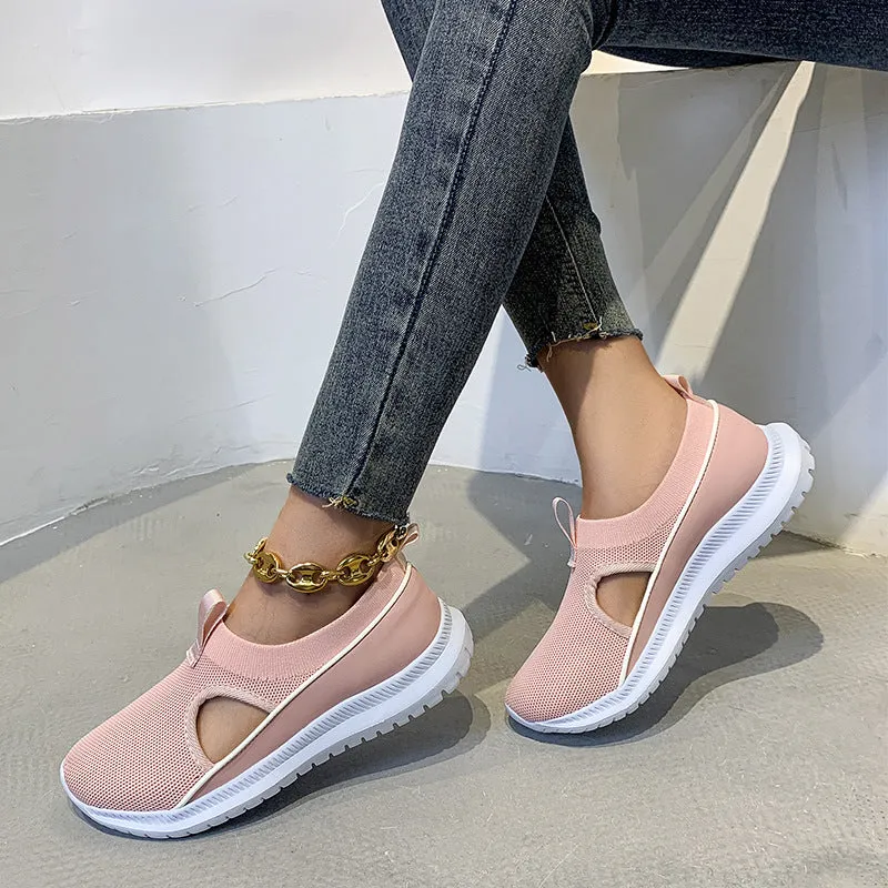 Womens Breathable Platform Hollow Mesh Lightweight Casual Sneakers